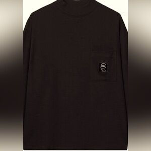 Braindead | Men’s Mock Neck Waffle Long-Sleeve Shirt | Black, Men’s Small